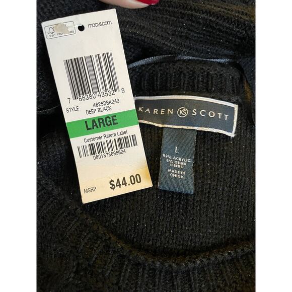 karen scott tops size large womens long sleeve Deep Blue light sparkling sweeter - Picture 8 of 9